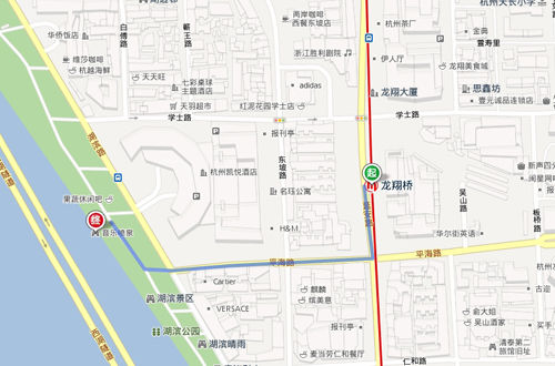 从龙翔桥站至西湖线路图(点击更多高清美图)