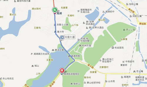 从湘湖站至湘湖景区线路图(点击更多高清美图)